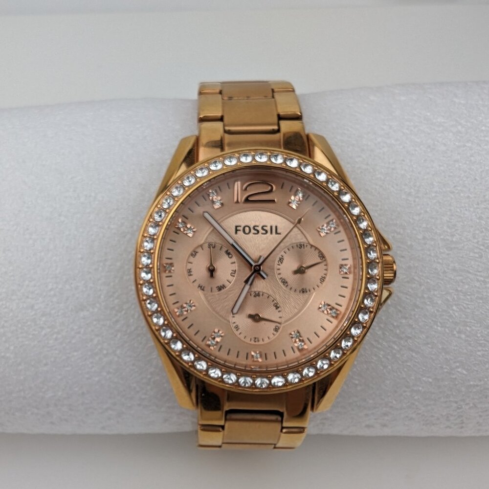 Fossil Riley Gold + Rose Gold Ladies Women's Watch ES2811 10 ATM